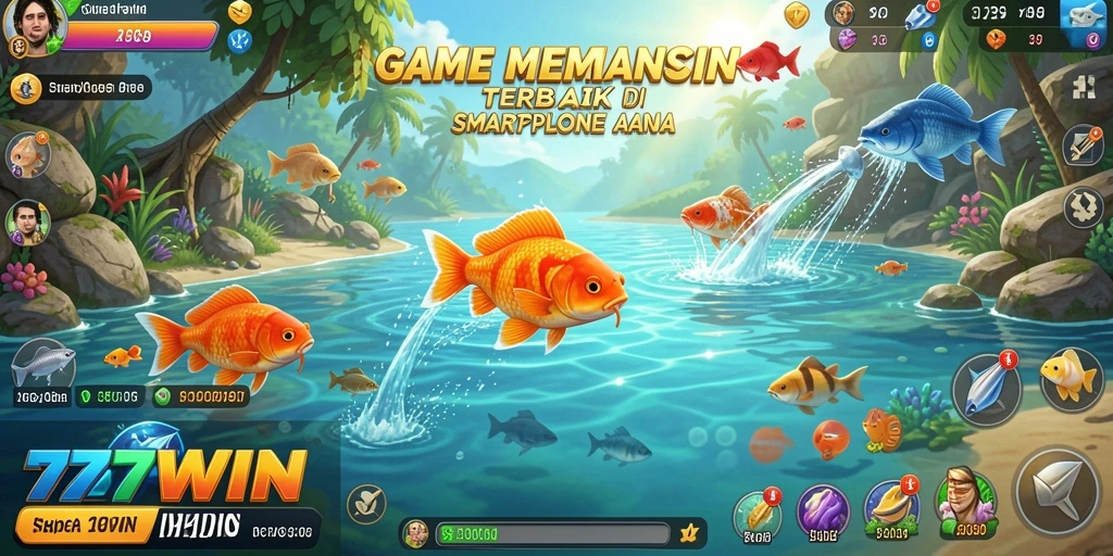 Screenshot gameplay 777WIN menampilkan keseruan memancing dengan berbagai ikan.