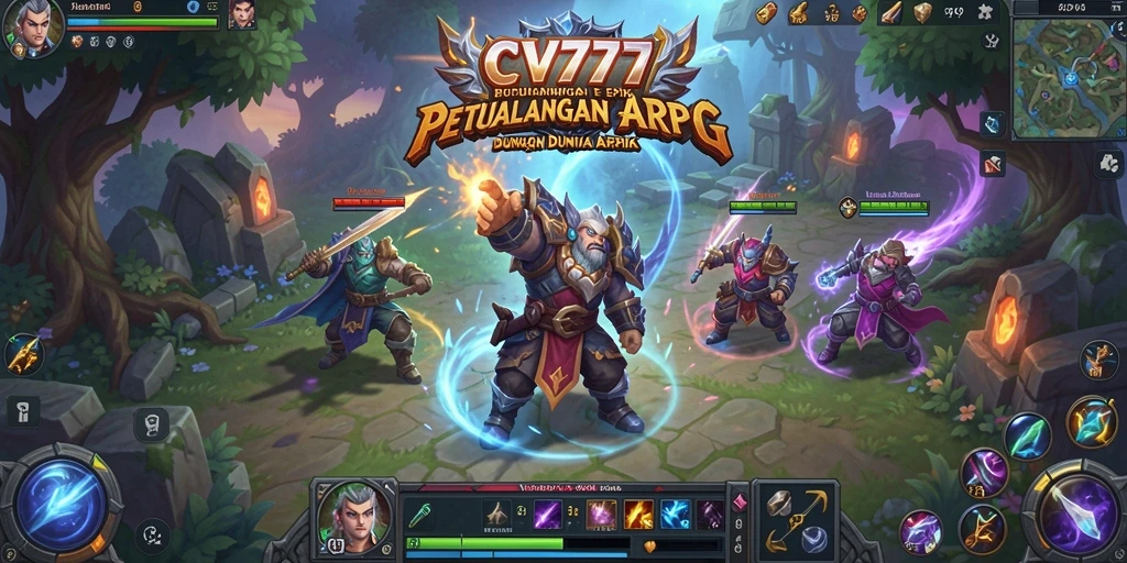 Screenshot CV777 menampilkan pertempuran dinamis dalam dunia ARPG.