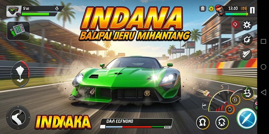 Tampilan menarik dari gameplay balapan yang intens di INDAAA.